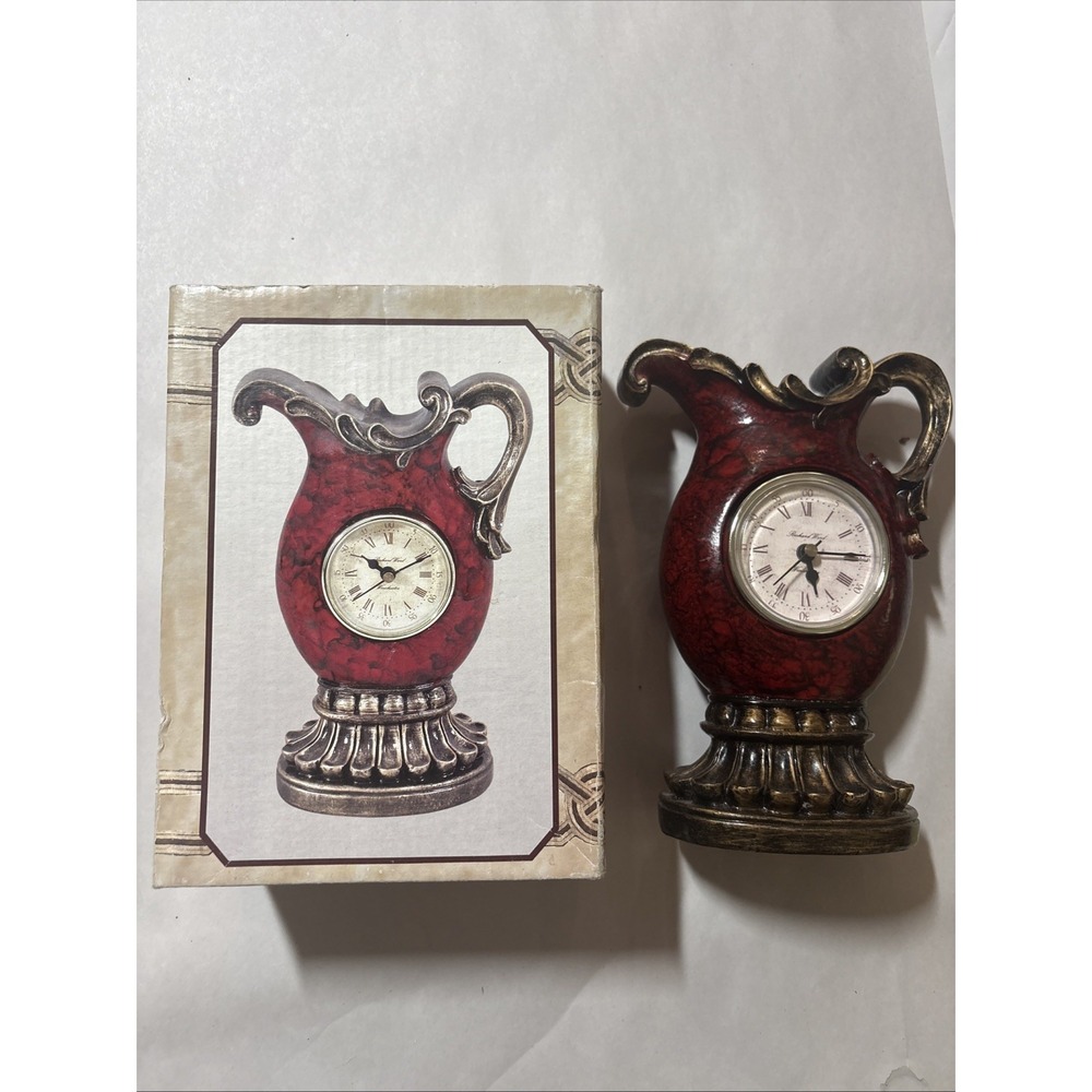 Vintage Richard Ward Winchester Mantel Clock Victorian Pitcher Red EUC